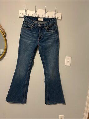 Free People Dark Blue distressed Flare Jeans